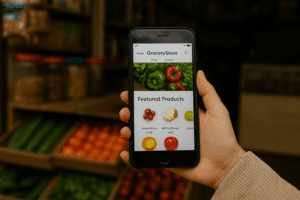 Local Delhi grocery store and its online version screenshot this shows, Why Every Grocery Store in Delhi Needs a Website in 2025?
